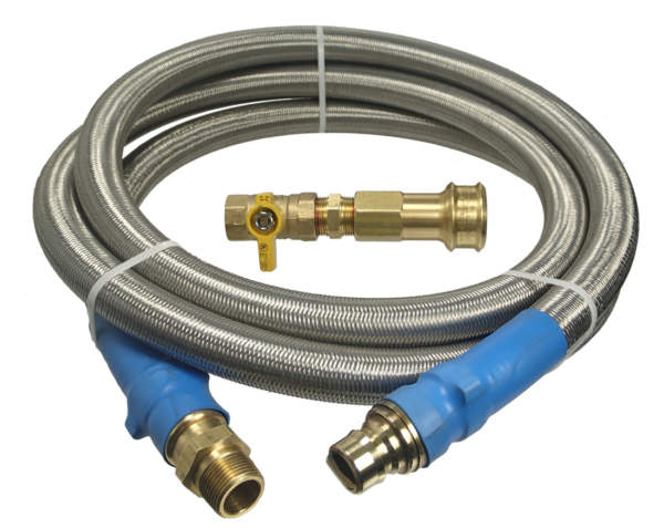 3/4" Ball Valve Quick Connect Natural Gas Hose Connector Kit With Stainless Steel Overbraid